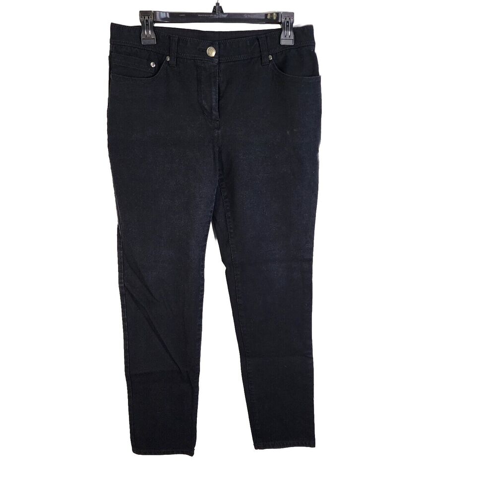 Chico's So Slimming Women Jean Sz 1 Medium 8 Stretch Black Denim Skinny Mid Rise
